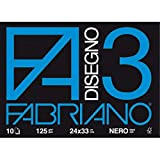 Fabriano F3 Nero 24X33 125G/M2 (10 Fogli) Album Disegno, Multicolore, 24 x 33 cm, 8001348107330