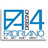 Fabriano F4 05200797, Album da Disegno, Formato 33 x 48 cm, Fogli Lisci, Grammatura 220gr/m2, 20 Fogli