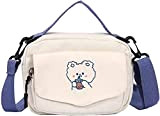 FALIYORS Preppy Bag, Kawaii Canvas Crossbody Bag, Cute Anime Purse, Japanese Cartoon Messenger Bags, Preppy Shoulder Bags (Color : Beige)