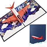FAPUMOE Biglietto d'auguri pop-up 3D per aeroplano, regalo di carta per aeroplano per l'anniversario di laurea Congratulazioni Festa del papà ...