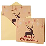 FEPITO 36 pezzi Buon Natale Biglietti d'auguri Natale Vacanza Carte con buste e adesivi, 4,72 x 3,94 pollici