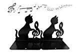 Fermalibri con grazioso e divertente gatto pigro che gioca e chiave di violino, in ferro, imbottito e antiscivolo, per libreria, ...
