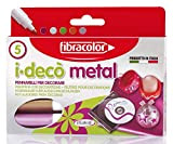 Fibracolor I-Deco' Metal confezione 5 pennarelli punta grossa inchiostro metallico per decorazioni