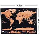 FINE MEN Wyx-Map, 1pc 42x30 cm Deluxe cancella la Mappa del Mondo di Viaggio Scratch off World Map Mappa del ...