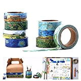 FineFun - Nastro adesivo Washi ispirato a Van Gogh, per album dei ritagli, per ufficio, feste e confezioni regalo, 8 ...