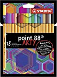 Fineliner - STABILO point 88 - ARTY - Astuccio da 18 con appendino - 18 colori assortiti