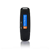 Finetoknow - Mini registratore vocale digitale USB portatile, lettore flash dittafono U-Disk, lettore flash professionale, dispositivo di registrazione audio per ...