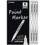 FLYMAX Pennarello bianco 0.7mm punta fine pennarello indelebile bianco marcatore bianco acrilico metallico vetro extra fine