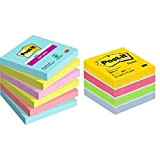 Foglietti Post-it Super Sticky, Collezione Cosmic, 76 mm x 76 mm, 90 foglietti/blocchetto, 6 blocchetti/confezione & Post-it Notes Mini Cubo, ...