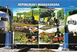 Francobolli per collezione - treni e locomotive Leone, The Rocket e Buddicom Classe 2 MNH foglietto / Madagasikara / 1999