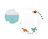 Friendly Fox Carta da lettere per bambini DINO – Carta da lettere con linee – 20 fogli con busta – ...