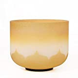 Frosted with Lotus Gold 8" Note C/D/E/F/G/A/B Crystal Singing Bowls (Size : 440Hz Note F) (440Hz Note E)