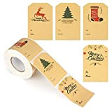 G2PLUS 300PCS Adesivi Natale Pacchetti Etichette Adesive Natale per Decorazioni Natalizie e Etichette Regalo