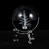 Garneck Albero di Natale 3D Sfera di cristallo Fermacarte Pieno Sfera Fengshui Con Supporto