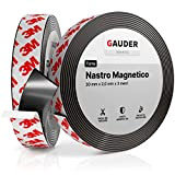 GAUDER Nastro Magnetico Autoadesivo Forte | Strisce Magnetiche con Supporto Adesivo | Nastro Calamitato (3 m)