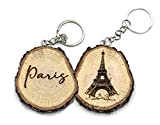 Generico Portachiavi in legno naturale con Parigi - Torre Eiffel