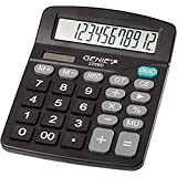 Genie 225 BD - Calcolatrice da tavolo a 12 cifre; Dual Power (solare e batteria), design compatto, colore: nero