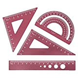 Geoyien Righello 15 cm, Righello metallo, Righello, con scatola portaoggetti, set righello per geometria matematica in lega di alluminio, strumenti ...