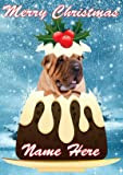 gfacc 116 Shar-Pei Dog Christmas Pudding crema pasticcera personalizzata Merry Christmas Card A5