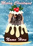 gfacc 126 Tibetan Spaniel Dog Christmas Pudding crema pasticcera personalizzata Merry Christmas Card A5