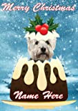 gfacc 133 Westie Dog Christmas Pudding crema pasticcera personalizzata Merry Christmas Card A5