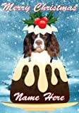 Gfacc 60 English Springer Spaniel Dog Christmas Pudding crema pasticcera personalizzata Merry Christmas Card A5