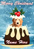 gfacc 80 Goldendoodle Dog Christmas Pudding crema pasticcera personalizzata Merry Christmas Card A5