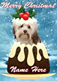 gfacc 86 Havanese Dog Christmas Pudding crema pasticcera personalizzata Merry Christmas Card A5