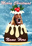 gfacc 87 Irish Setter Dog Christmas Pudding crema pasticcera personalizzata Merry Christmas Card A5