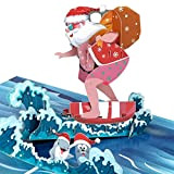 GGboom Biglietto Natale 3D Pop Up Greeting Card, Decorazioni Natale Biglietto con Busta per Fidanzata/Moglie/Madre/Figlia (Surf)