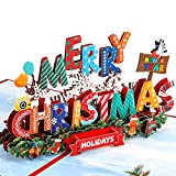 GGboom Biglietto Natale 3D Pop Up Greeting Card, Decorazioni Natale Biglietto con Busta per Fidanzata/Moglie/Madre/Figlia (Merry Christmas)