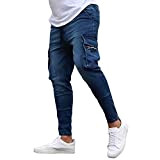 Giacca Jeans Lunga Pantaloni Slim Fashion sovradimensionati Hanno strappato i Pantaloni di Men's Jeans Men Bottoni Pantaloni