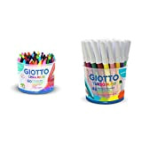 Giotto 519200 Barattolo Pastelli Formato Gigante Per Pastelli A Cera, 11,5 Mm, Confezione Da 60 & Turbo Maxi 521400 Pennarelli, ...