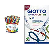 Giotto 521500 Pennarelli Turbo Color Punta Fine, 2.8 Mm, Confezione Da 96 Pezzi & Turbo Glitter Astuccio Da 8 Pennarelli ...