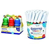 Giotto 530900 - Assortimento 6 Flaconi Da 1 Litro Tempera Pronta Schoolpaint - Lavabile & Turbo Maxi 521400 - Pennarelli ...
