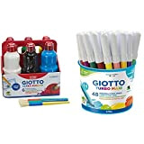 Giotto 533200 6 Flaconi 500 ml Paint & Turbo Maxi 521400 Pennarelli , Punta Larga, 5mm, Confezione da 48