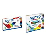 Giotto pastelli ad olio in astuccio da 12 colori & 454000 Turbo Pennarelli, Turbo Maxi Punta Larga, 5 mm, Confezione ...