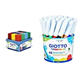 Giotto Turbo Maxi Schoolpack 108 Pz Colori Assortiti, 524000 & Turbo Maxi 521400 Pennarelli, Punta Larga, 5Mm, Confezione Da 48