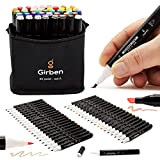 Girben Brush Pen Lettering e Blender - 40 Pennarelli Professionali da Disegno a Rapida Asciugatura