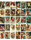GIVBRO Biglietti d'auguri di Natale Vintage Inverno Natale Babbo Natale Antico Cartolina Set 30pcs