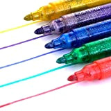 Glitter marcatori punta fine, Sayeec set di 5 penne glitter penne colorazione pittura Art pennarelli evidenziatori per fai da te ...