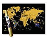 Global Walkabout Mappa del mondo con sfondo con bandiere – Deluxe Mini Poster da viaggio – Paesi e fatti – ...