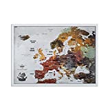 Grande mappa da viaggio con puntine, design creativo, 53 x 73 cm, personalizzabile con mappa di viaggio, mappa Europa con ...