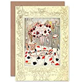 Greetings Birthday Gift Painting Alice In Wonderland Dancing Spoons Sealed Greeting Card Plus Envelope Blank inside Regalo Pittura danza