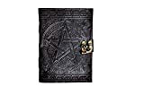 Grimoire Diario con pentagramma nero fatto a mano in pelle goffrata, diario Pentacolo Book of Shadows (17,8 x 25,4 cm)