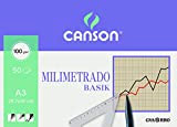 Guarro Canson 200402863 Carta Millimetrata A3, Blocchetto 50 Fogli