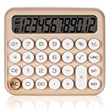 GUDTEKE Calcolatrice da tavolo standard a 12 cifre, tasti grandi, calcolatrice grande con ampio display LCD per ufficio, casa, scuola(Albicocca)