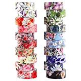 Gukasxi, Set di 20 rotoli di nastro adesivo Washi con fiori decorativi per scrapbooking e confezione regalo