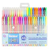 Gurkkst 48 Penne Gel 1 mm Diametro Colorate per Adulti e Bambini da Colorare, Disegnare e Scrivere (12 Metallico + ...