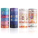 GZGXKJ 24 Pcs Washi Tape Set Colorati Nastro Adesivo Decorativo Cielo Stellato Washi Tape per Bullet Journal, Lavoretti di Fai ...